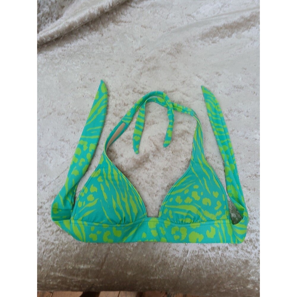 Victoria's Secret Bikini Top Xs Green Blue Halter Swim Beach Pool